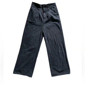 Boyish high rise zip wide leg trouser ankle pants navy blue sz small